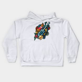 Doodle music illustration Kids Hoodie